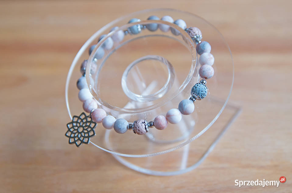 Bransoletka handmade szary różowy matowa Dla kobiet Żywiec