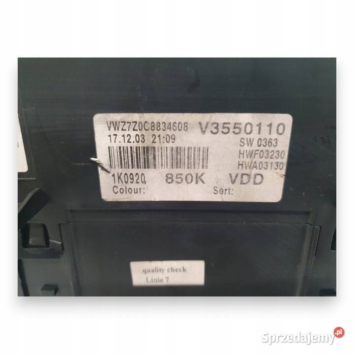 LICZNIK ZEGARY 1K0920850K VW Golf V 14 16 FSI lubelskie Chełm