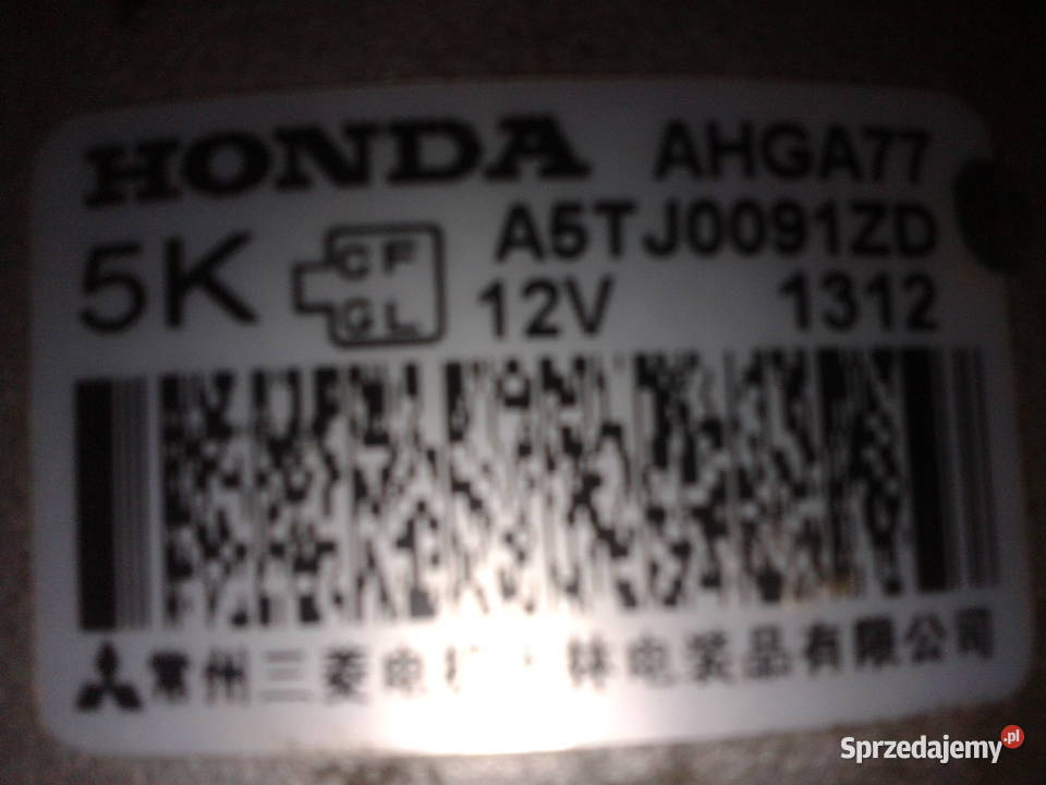 Alternator AHGA77 A5TJ0091ZD L13Z2 Honda Jazz Części samochodowe lubelskie Chełm sprzedam