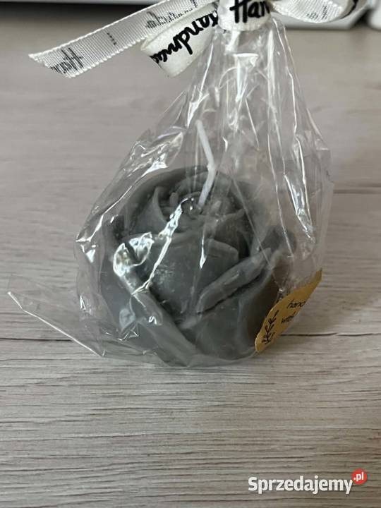 Świeca róża szara Handmade prezent Radzyń Podlaski