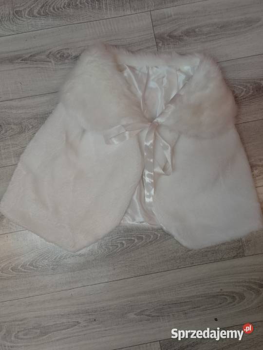 Biała futrzana etola ślubna futrzana narzutka Kraków sprzedam