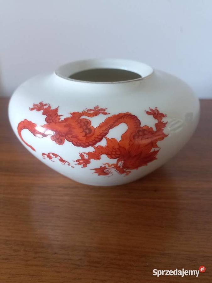 Wazon porcelanowy PGH Meissen czerwony smok Ming sprzedam