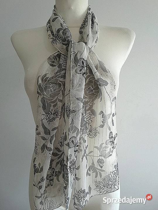 Szalik Jedwabny 93 Naturalny Jedwab Kremowy Dodatki podlaskie Łomża