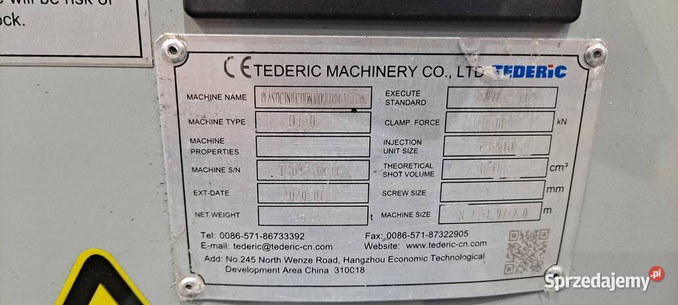 Wtryskarka Tederic D450 robot Łowicz