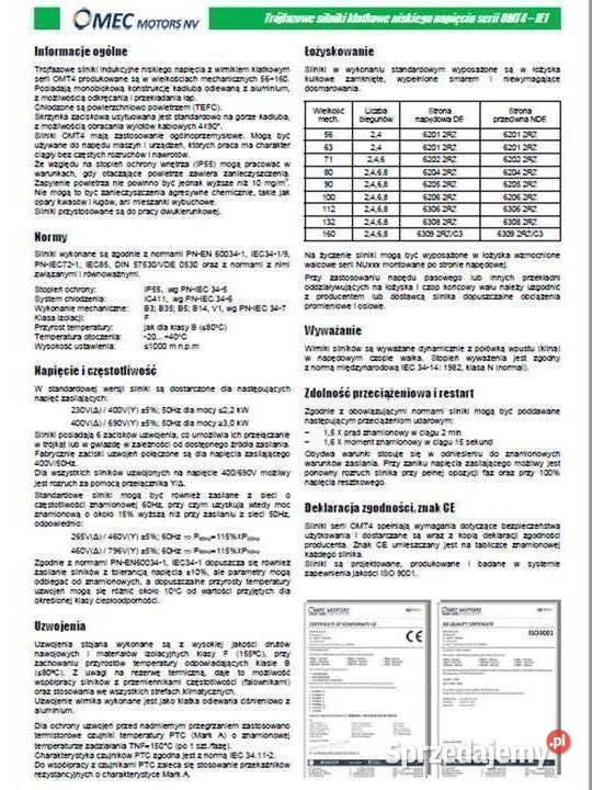 SILNIK OMT4132S12 55kW 2P 400690V 50Hz B3 IP55 wielkopolskie Czarnylas