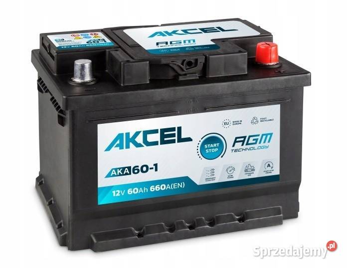 Akumulator Akcel AGM 12V 60Ah 660A P Jelcz-Laskowice