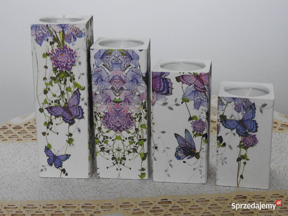 Wieczne świeczniki zestaw handmade drewniane śląskie Bytom