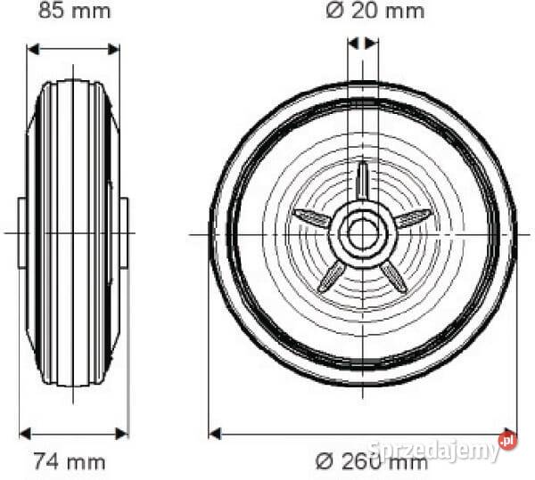 Koło 260 mm PQR2608520 Kamionna