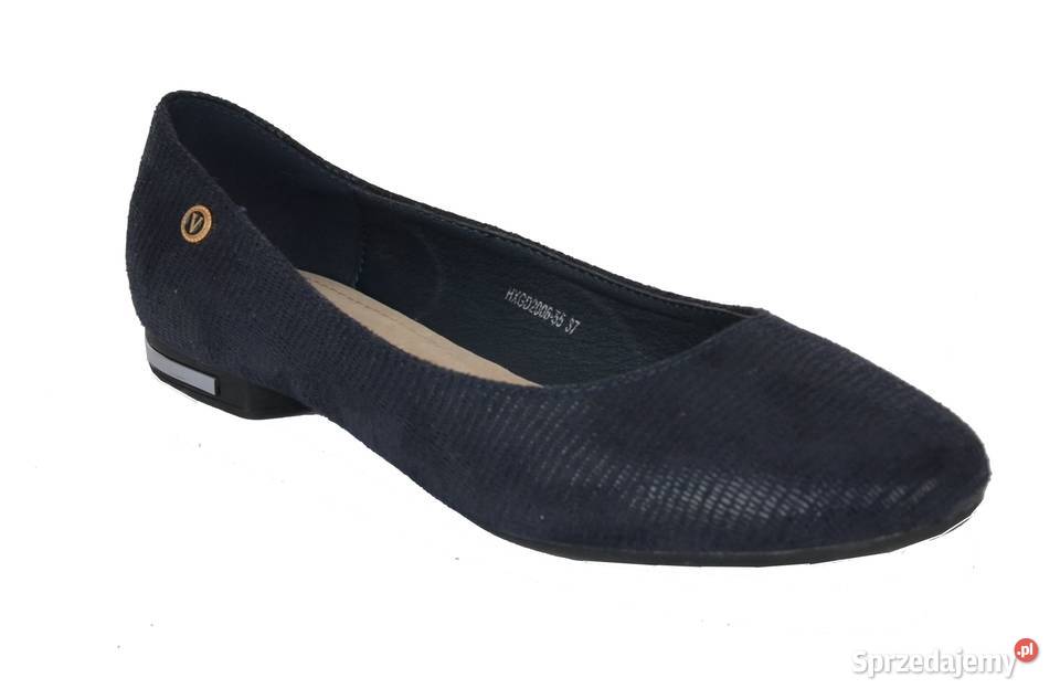 Granatowe baleriny skórzana wkładka rozmiar 37 Żyrardów