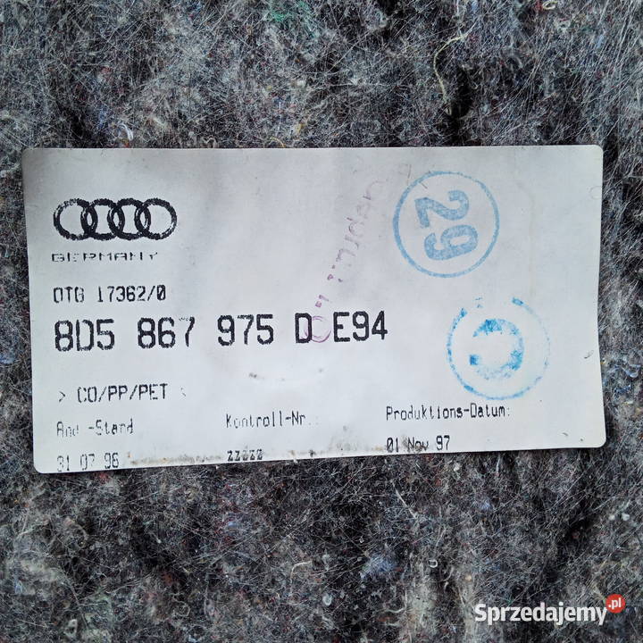 Audi A4 B5 LIFT Tapicerka klapy bagażnika osobowe Dębica