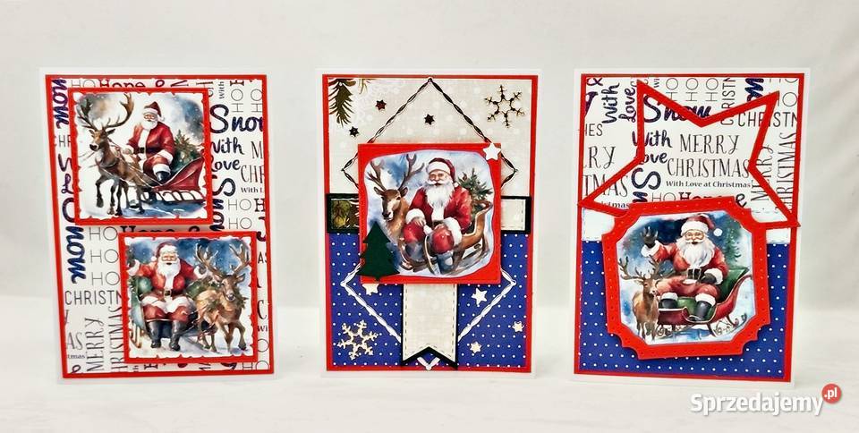 Kartki świąteczne ręcznie robione zestaw 3 sztuk Wejherowo
