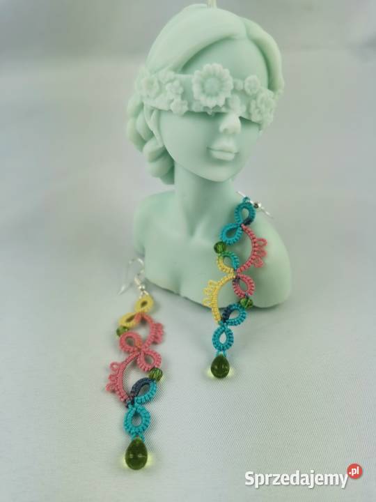 Kolczyki frywolitkowe Wiśniowa sprzedam