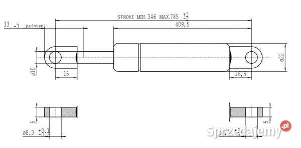 Sprężyna gazowa L7855 mm 1150N Stabilus CA095206 małopolskie Kamionna