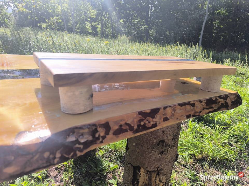 stolik blat drewno sosna żywica ogród salon dom