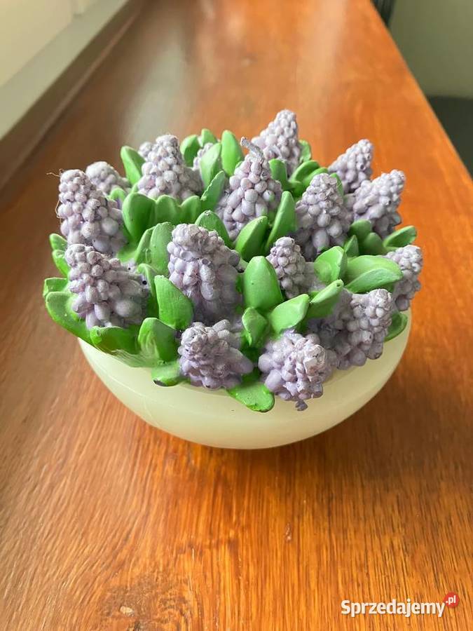 Nowa unikatowa świeca lawenda doniczka kwiatki fioletowy Nisko sprzedam