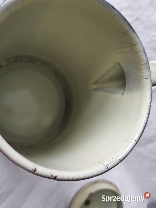 Stary duży metalowy dzbanek emalia Siemianowice Śląskie