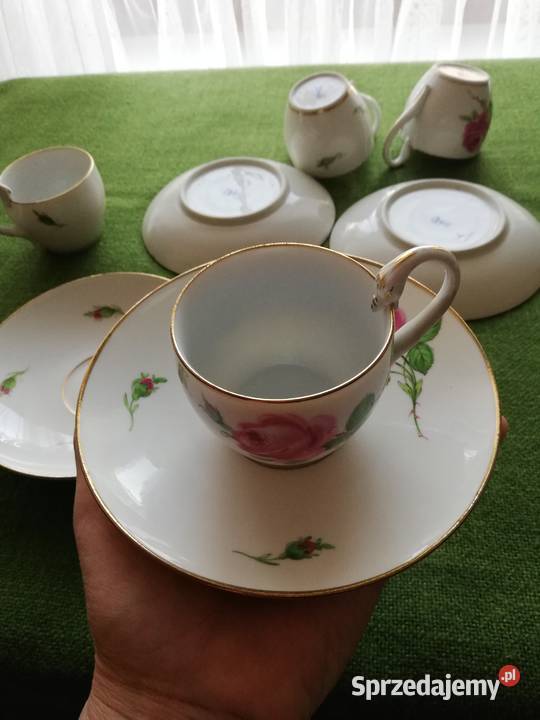 Filiżanki łabędzia szyja porcelana Miśnia małopolskie Gorlice