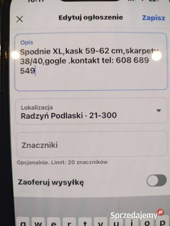 Sprzedam strój narciarski Pozostałe Radzyń Podlaski