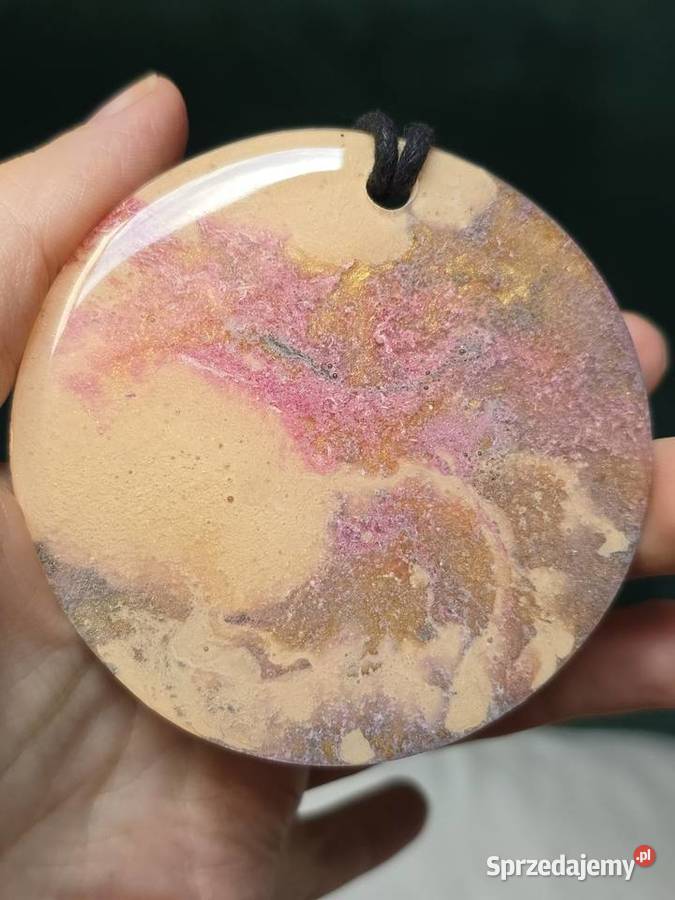 Pastel delikatny naszyjnik z żywicy marmurkowy Rzeszów sprzedam