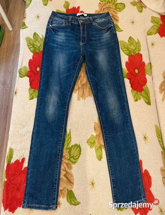 Ciemnoniebieskie obcisłe jeansy spodnie Łódź sprzedam