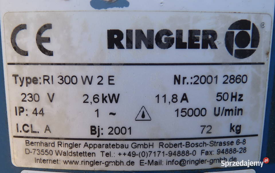 Odkurzacz przemysłowy Ringler RI 300 W 2 E do Wrocław sprzedam