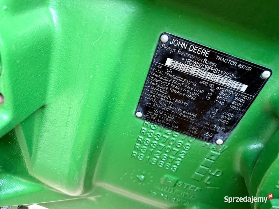 Ciągnik rolniczy John Deere 8370R skrzynia John Deere Nowa Ruda