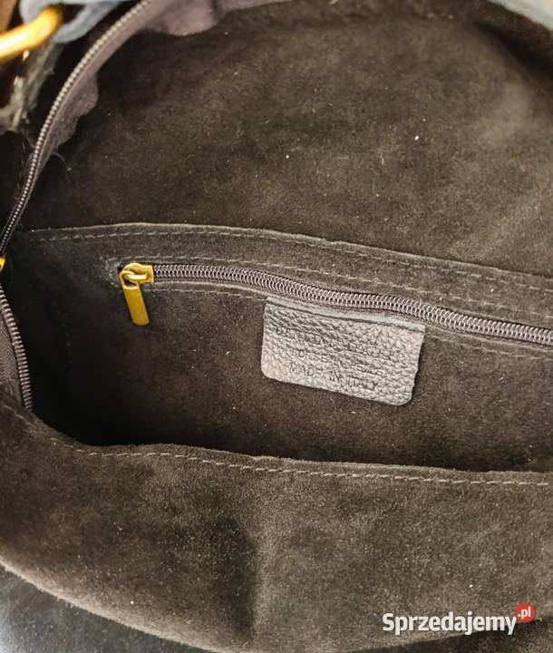 Torebka hobo noir skóra naturalna zamszowa z 33cm Żabiczyn