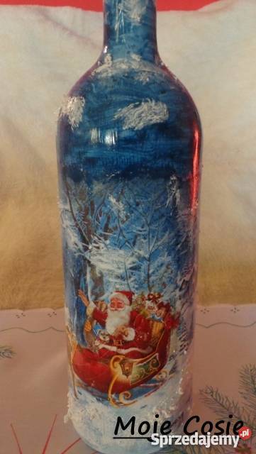 Butelkidekoracje śiąteczne decoupage rękodzieło