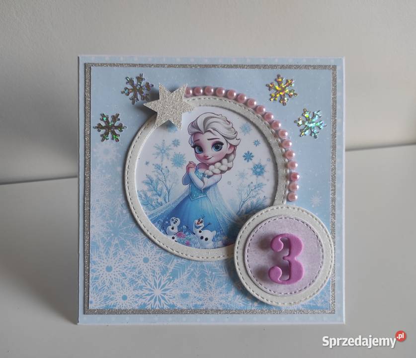 Kartka ręcznie robiona na urodziny Kraina lodu Łódź sprzedam