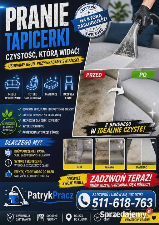 Pranie tapicerki meblowej i samochodowej