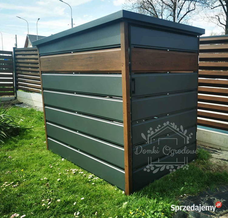 Wiata śmietnikowa spad tył 13x2m zielona drewno Domki narzędziowe
