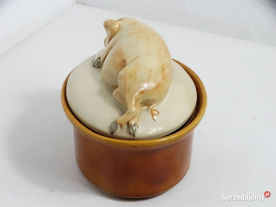 Stylowe ceramiczne puzderko pojemnik z pokrywką Biłgoraj
