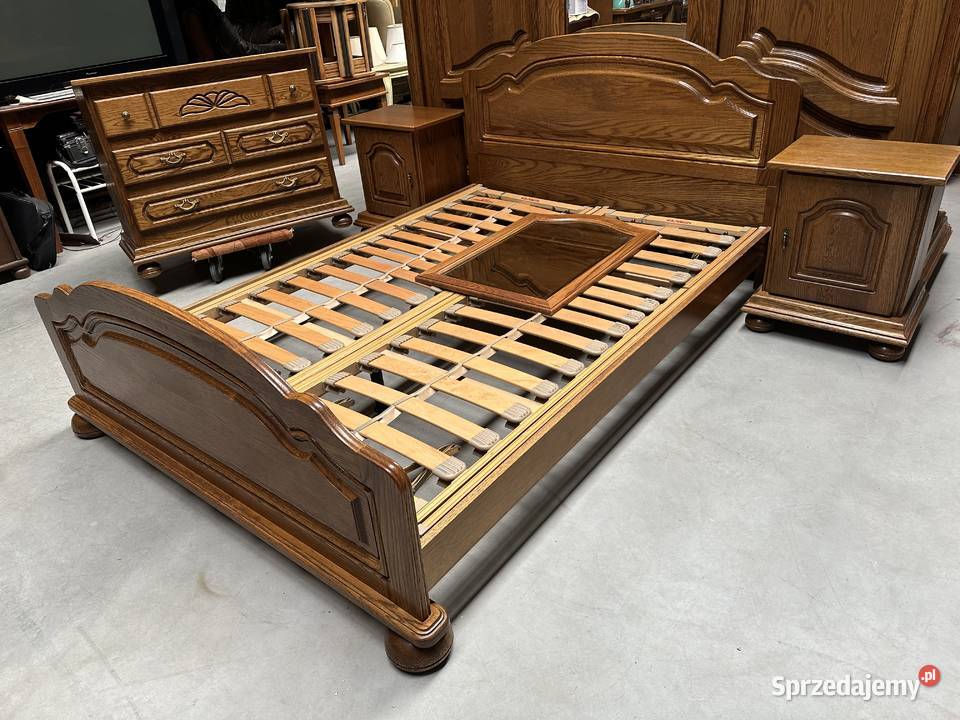 Ładna dębowa sypialnia Łóżko szafki komoda szafa Sławoszewek