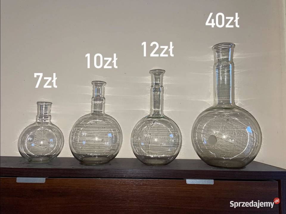 Szkło laboratoryjne PRL naczynia alchemiczne Bolesławiec