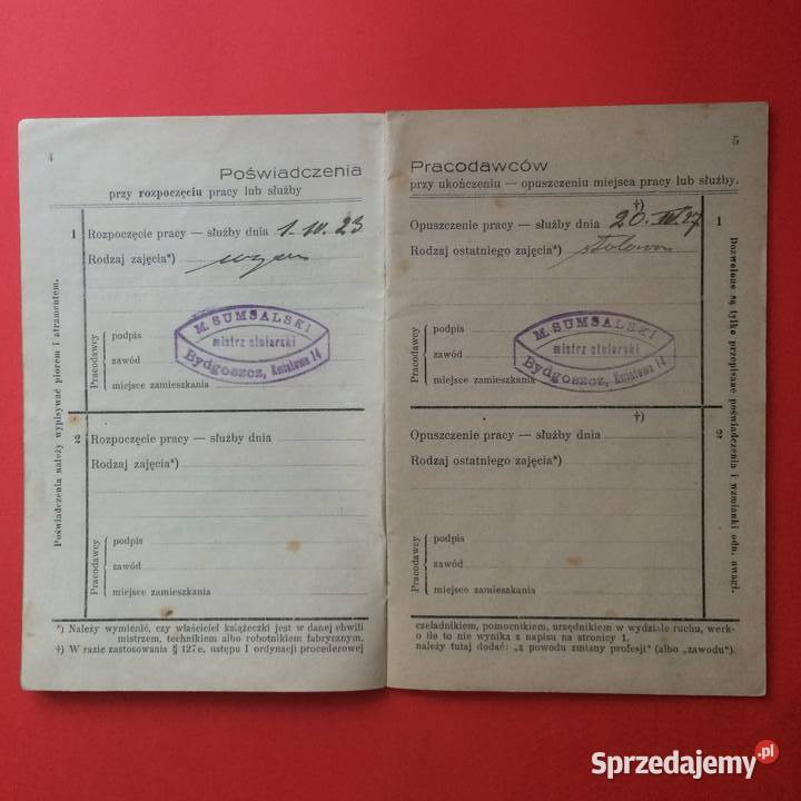 1809 Książka Robocza Ziemborski Szczecin