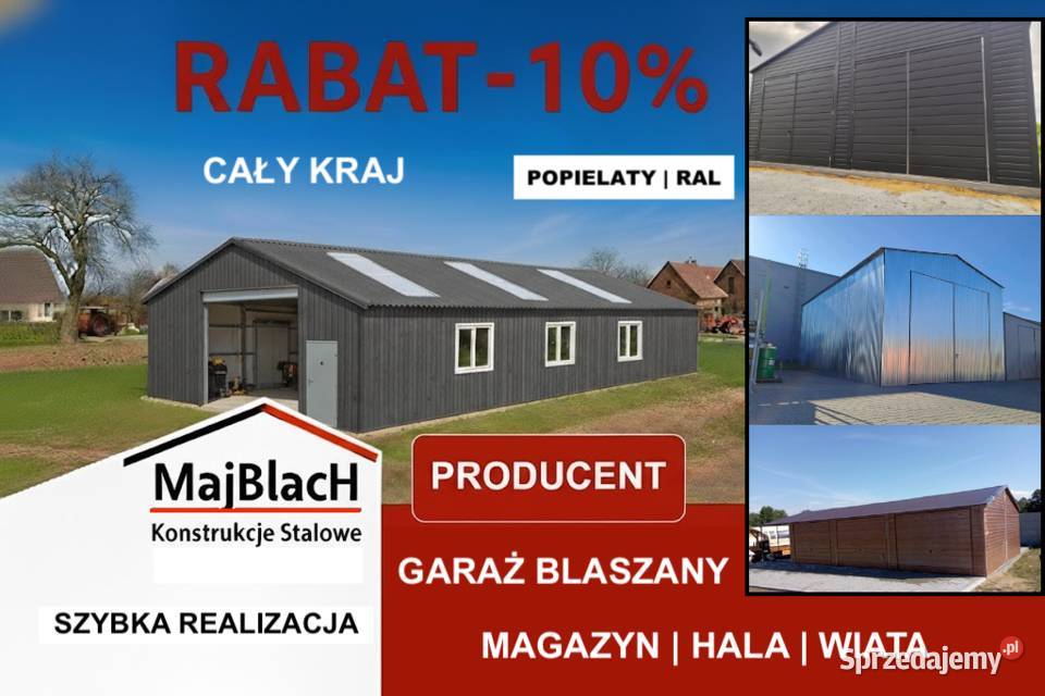 GRAFIT Garaż Blaszany Dwuspadowy Złoty Dąb Wiata Kwidzyn