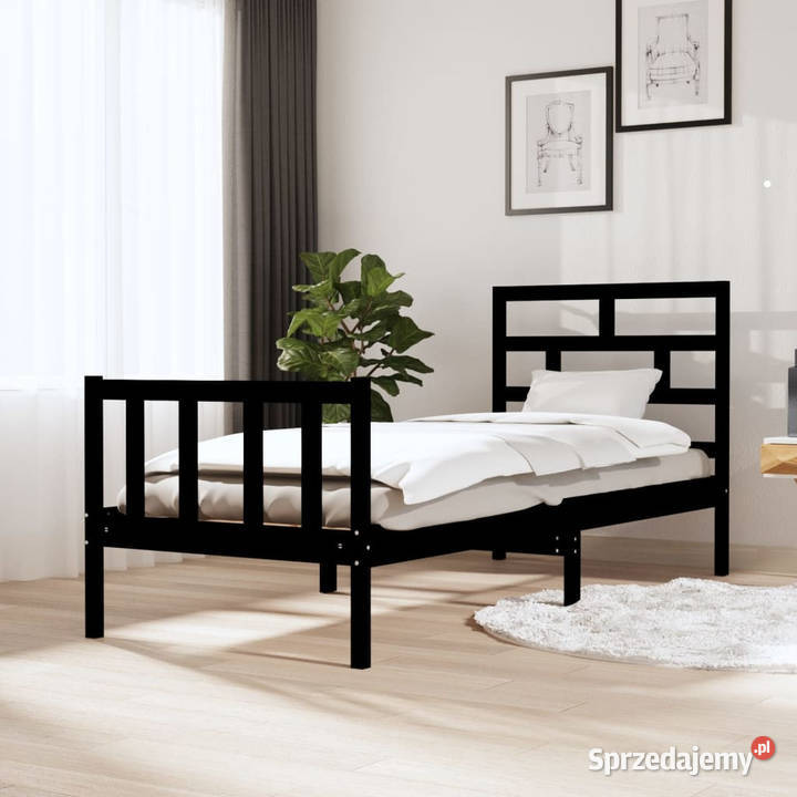 Rama łóżka czarna lite drewno sosnowe pojedyncza 69cm Warszawa sprzedam