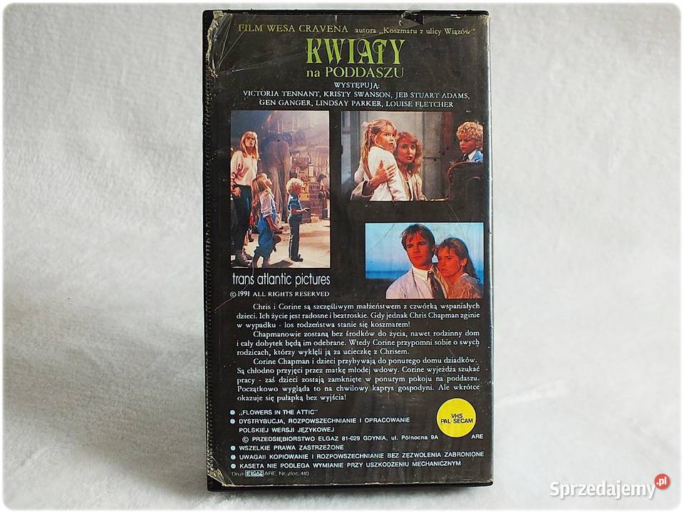 Kaseta VHS Film Kwiaty na poddaszu Film na Video lektor Kultura i Rozrywka Żary