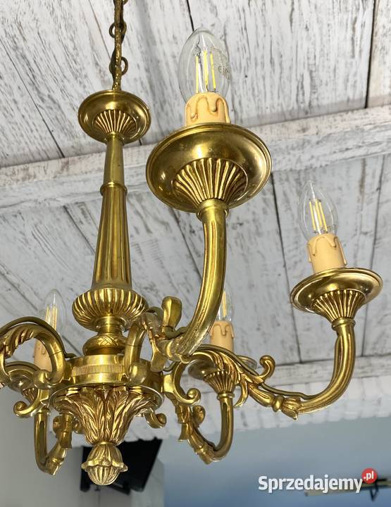 Francuski Żyrandol 27 mosiądz 6ram Antyk