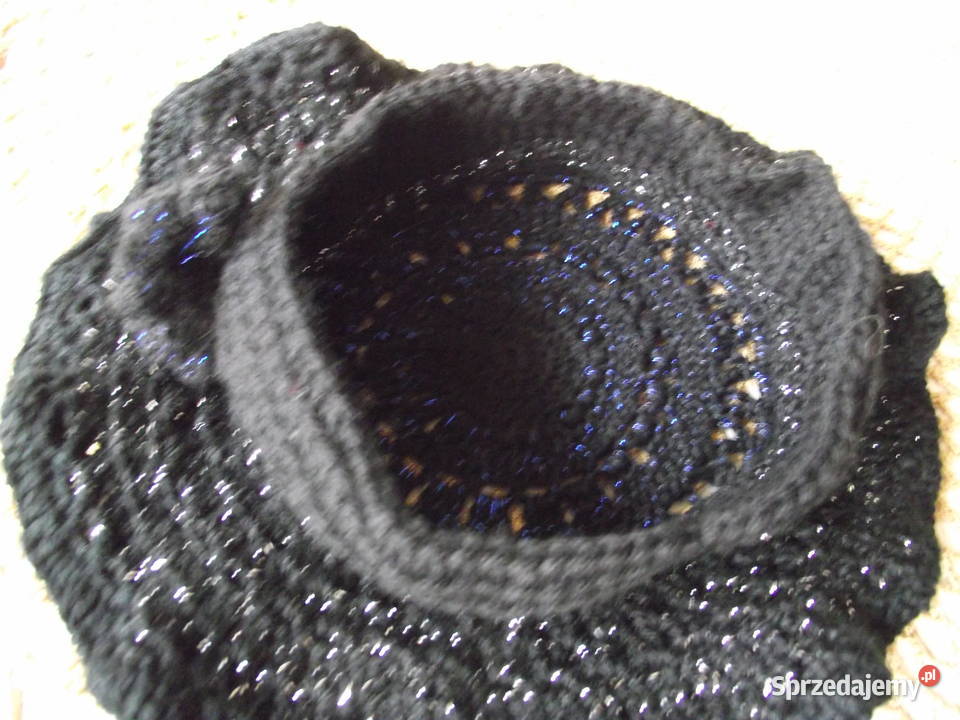 AŻUROWY BERET CZAPKA Z BAWEŁNY