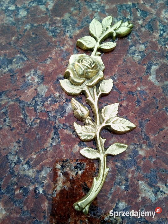 Róża mosiężna złota z kłosem z dłonią prawolewo Strzegowo