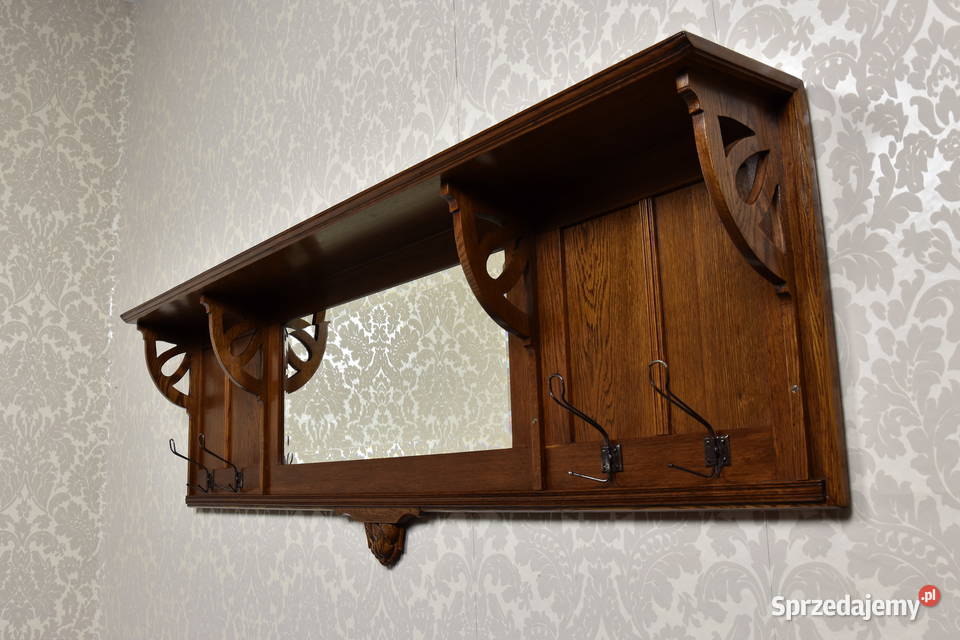 Wisząca garderoba secesja wieszak półka antyk Swarzędz