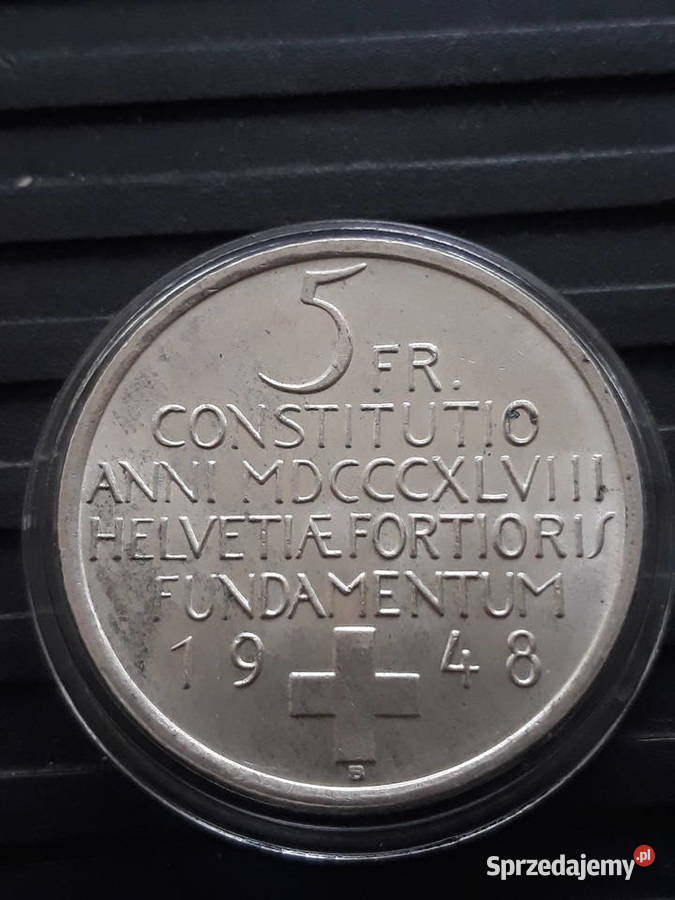 5 Franków Szwajcaria 1948 r Rocznica wielkopolskie