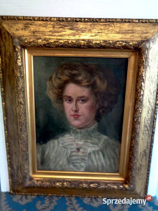 Olejny Obraz Antyczny Portret Kobiety koniec XIX Poznań