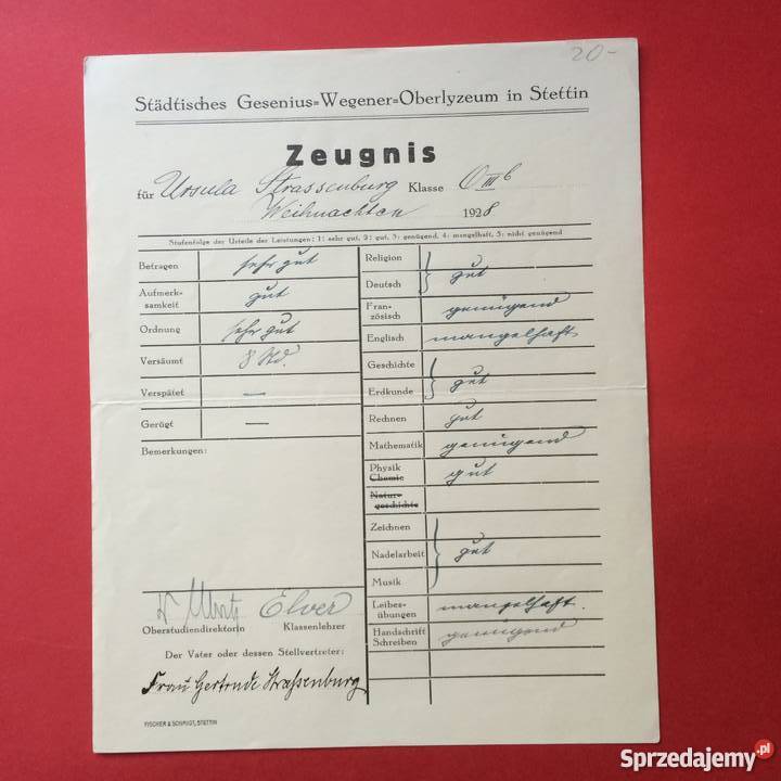 Dokument niemiecki Szczecin