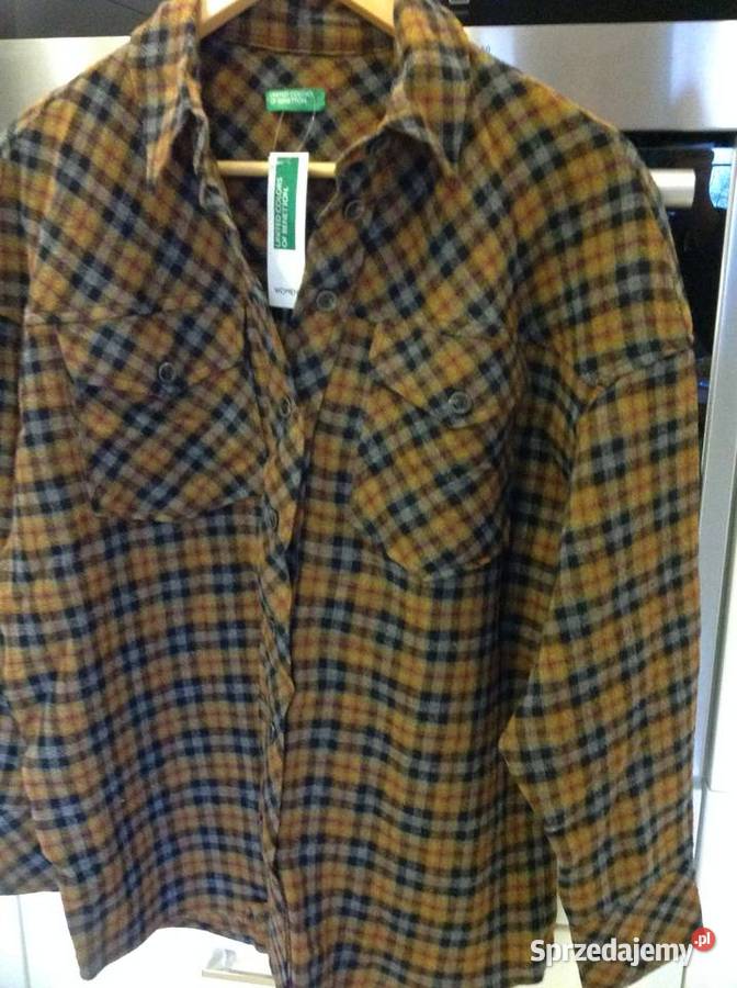 Koszula w Krate Damska BENETTON XS oversize NOWA Nowa Sól