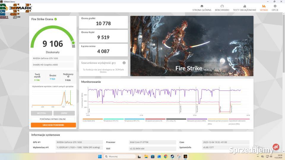 Komputer Gamingowy i73770K GTX 1650 16GB SSD HDD Ostrów Wielkopolski