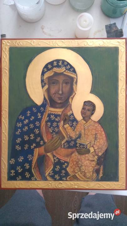 Ikona pisana Matka Boża Częstochowska 30x25