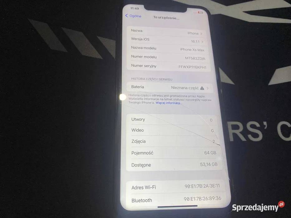 Telefon Apple iPhone XS 64GB SPRAWNY Apple / iPhone podkarpackie Jarosław sprzedam