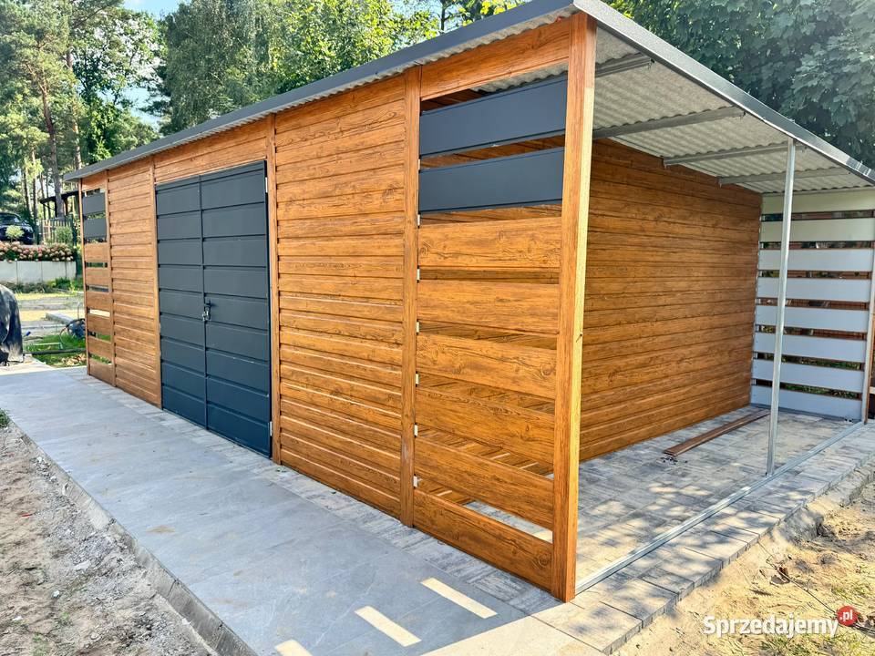 Garaż Blaszany 6x6 drewnopodobny profil poziom Grudziądz